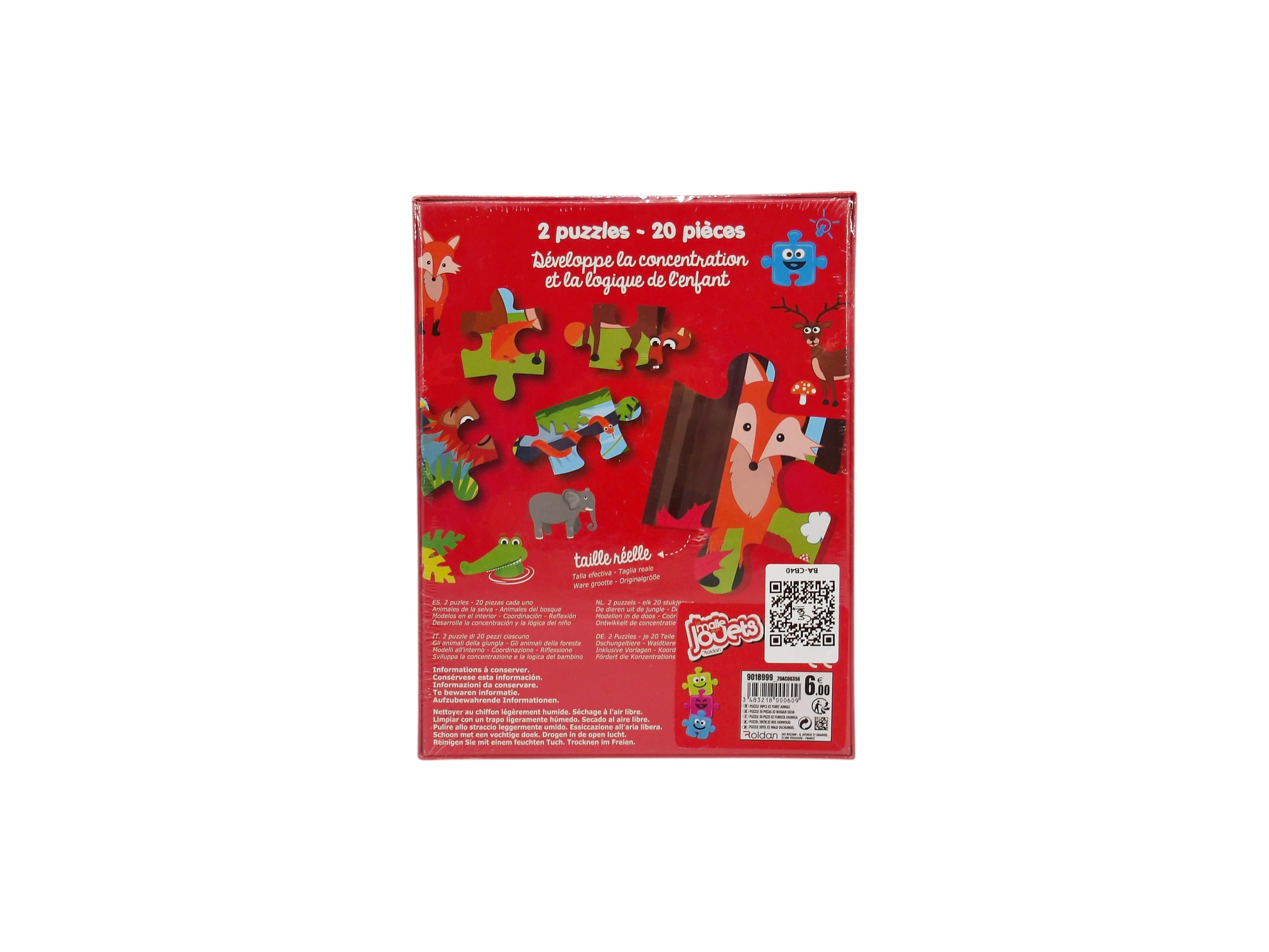 2 Puzzles - 20 pièces - Animaux