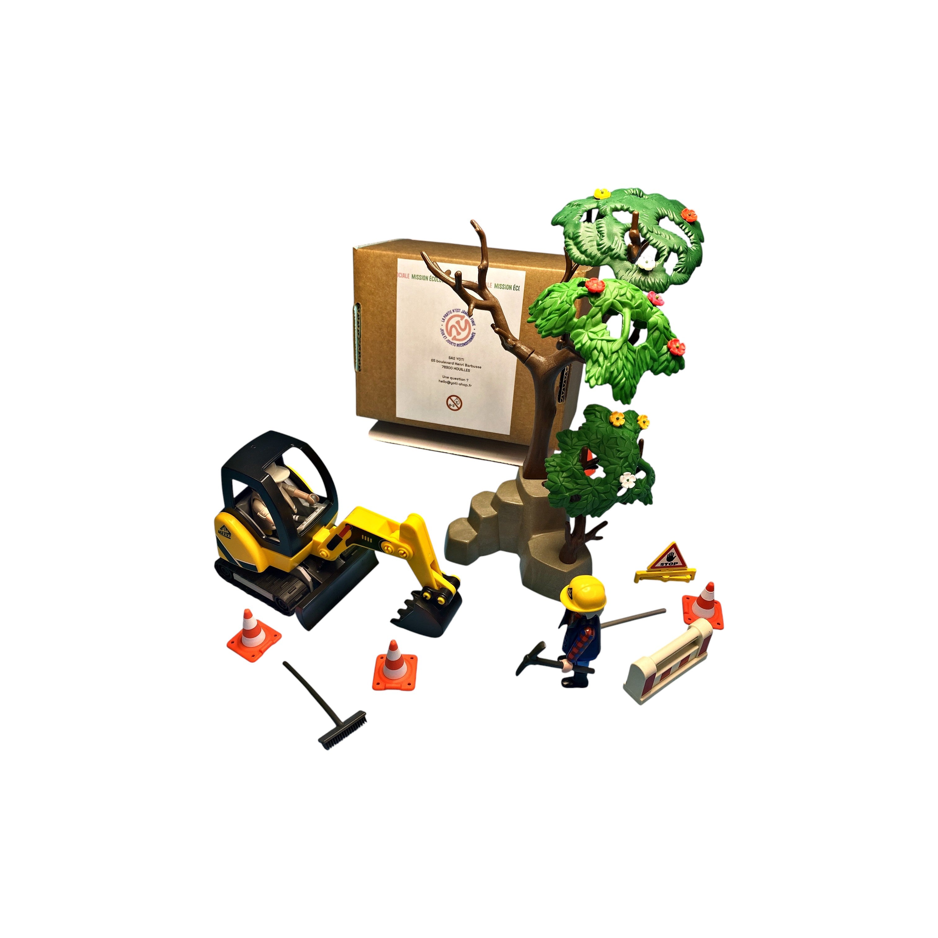 Univers travaux et chantier - x2 figurines et 1 pelleteuse