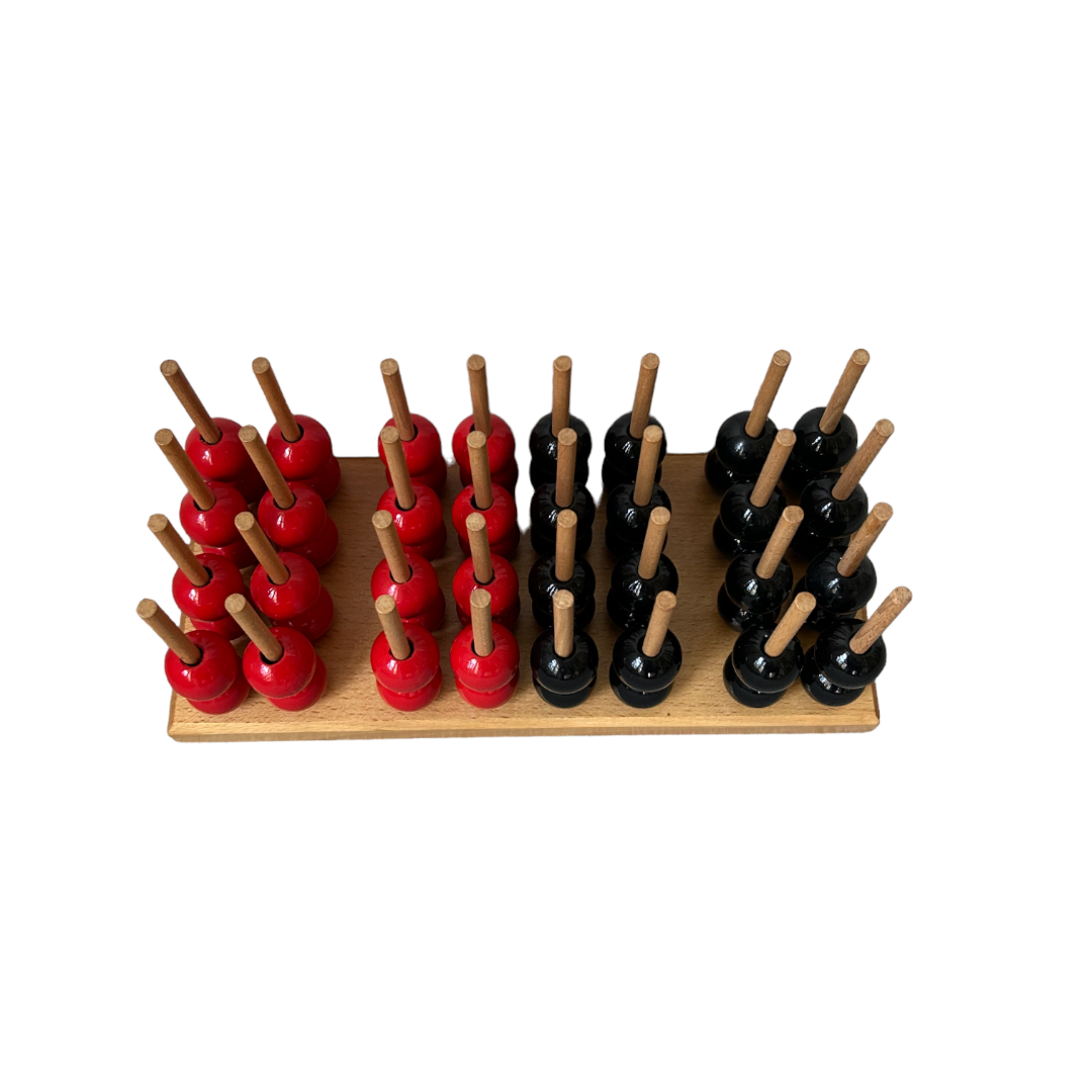 Grand boulier en bois - Grosses perles rouges et noires