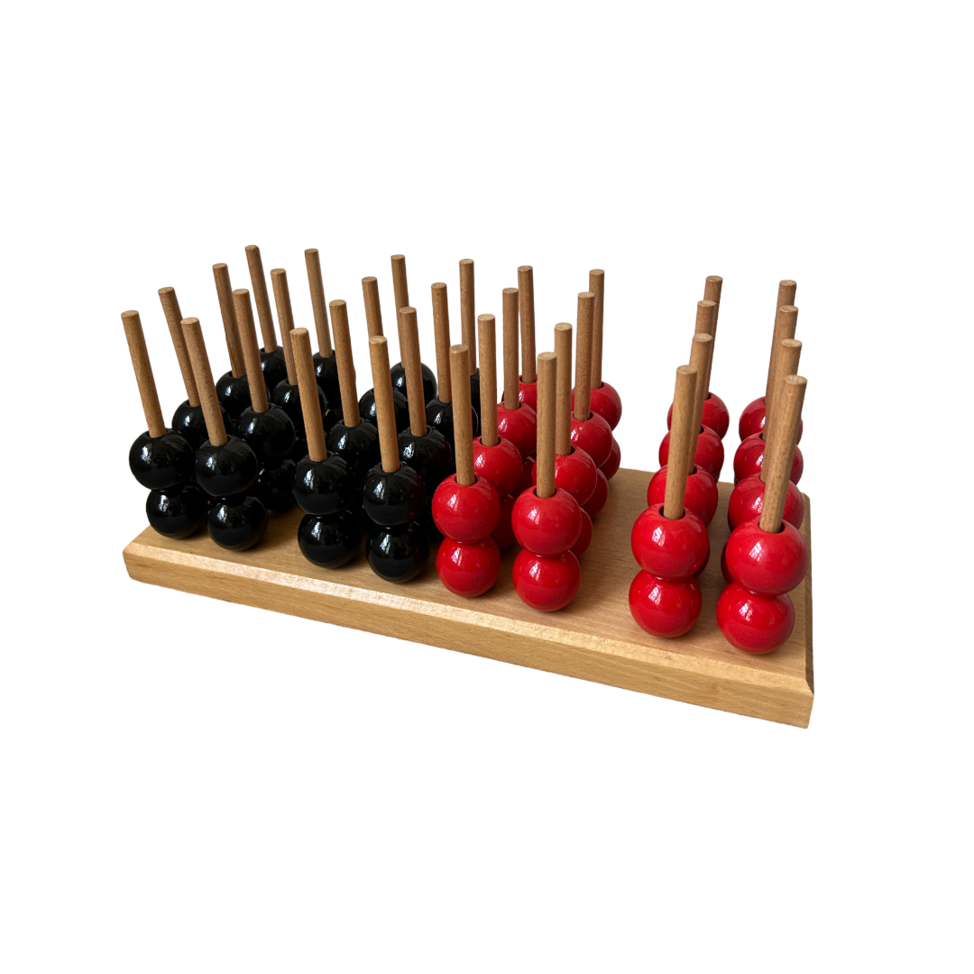 Grand boulier en bois - Grosses perles rouges et noires