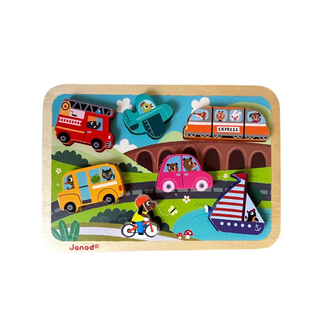 Janod - Chunky puzzle bois - Véhicules