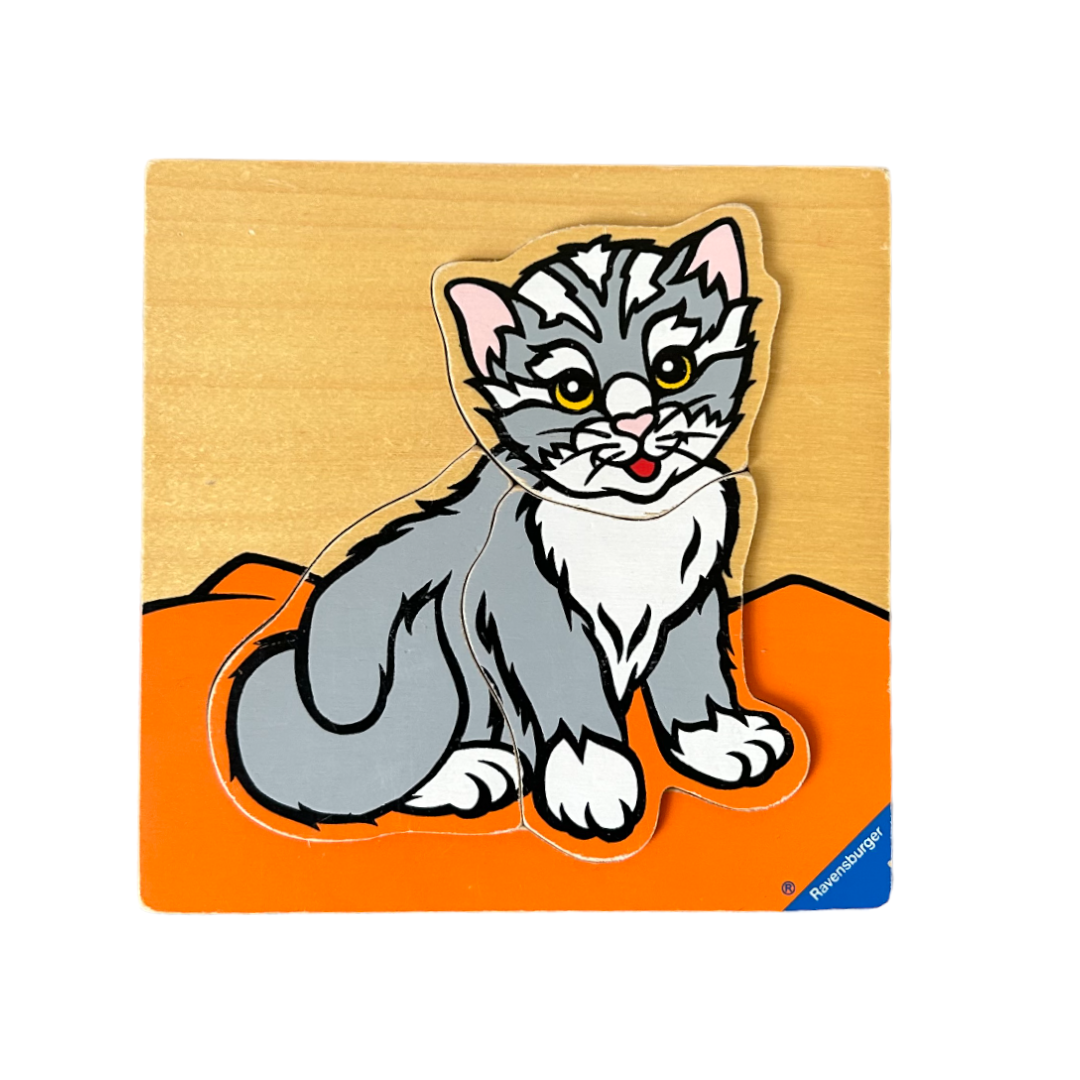 Puzzle chat en bois - 3 pièces