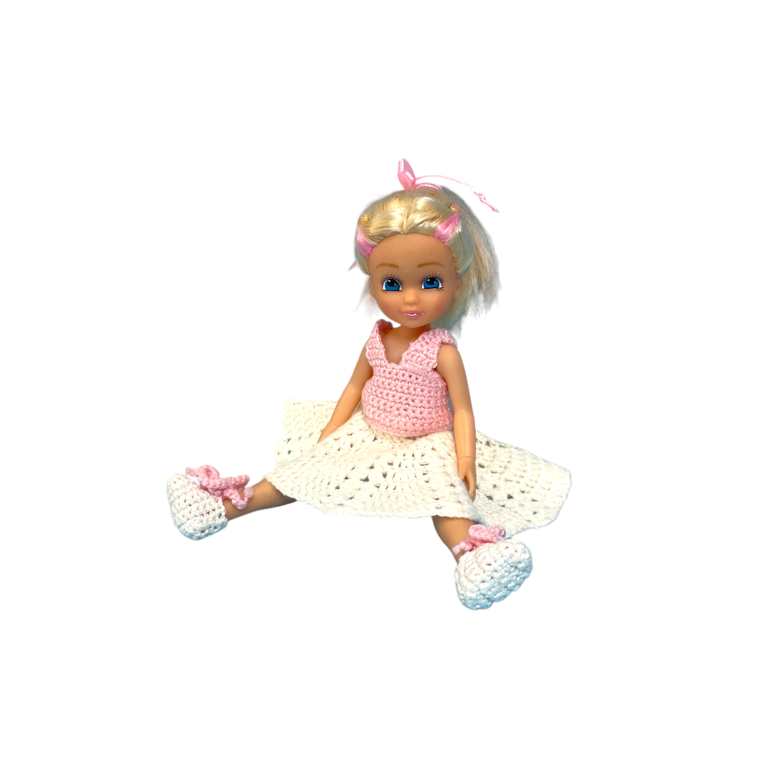 Petite Barbie - Robe blanche et rose