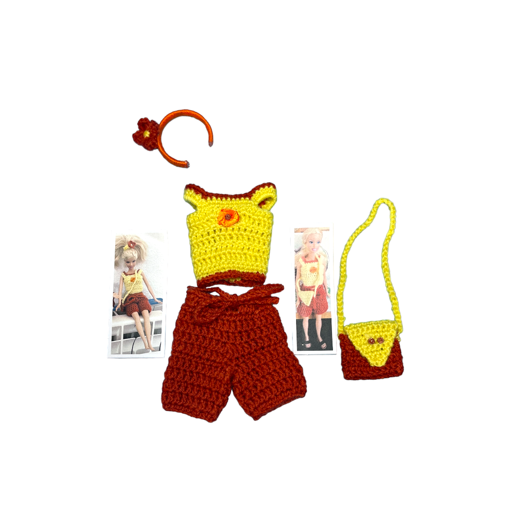 Poupée - Tenue complète - Short jaune et bordeau