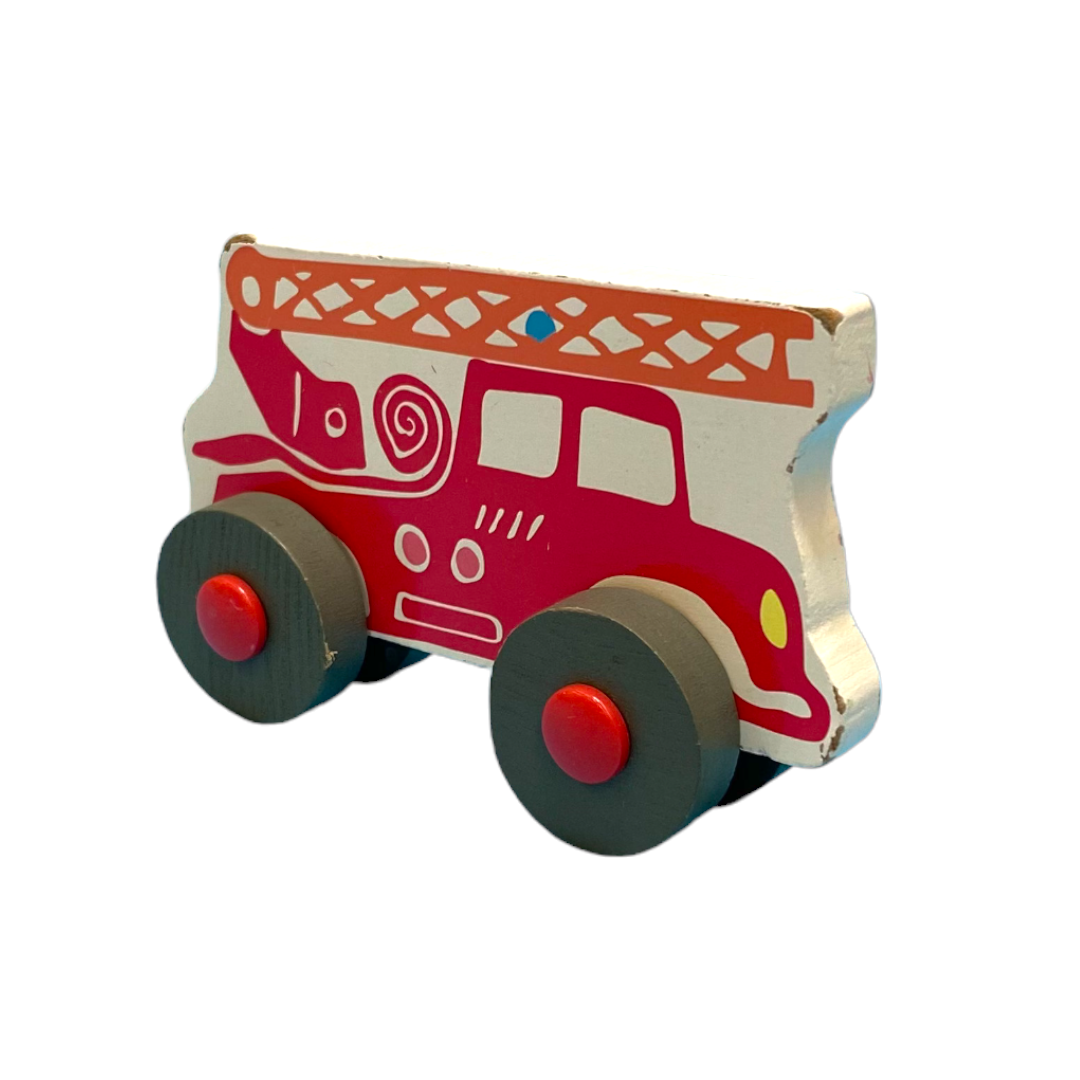 Camion de pompier en bois à faire rouler