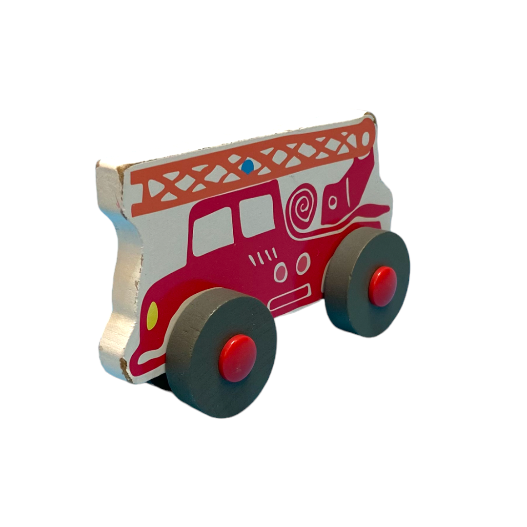 Camion de pompier en bois à faire rouler