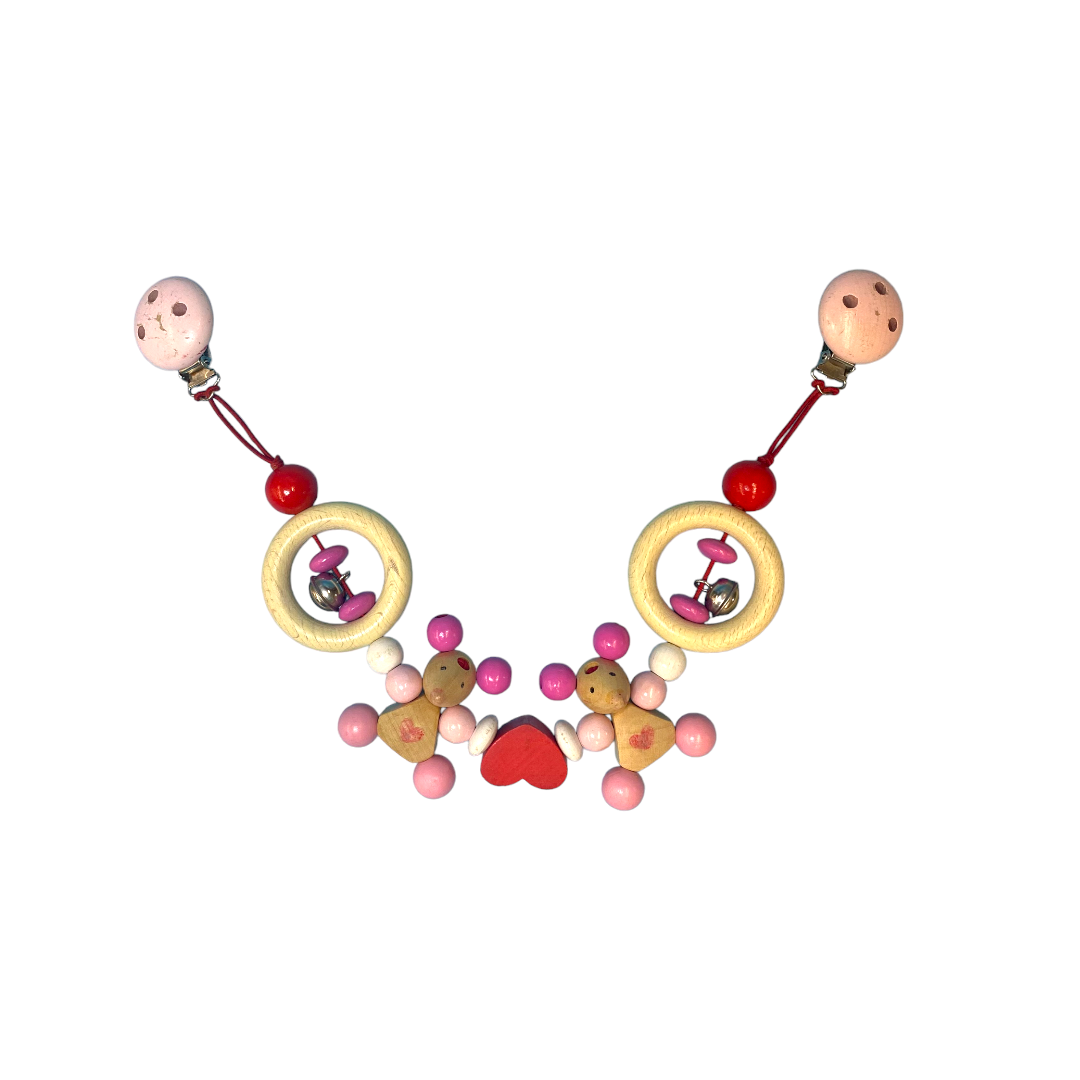 Hochet jouet de poussette - Souris rose