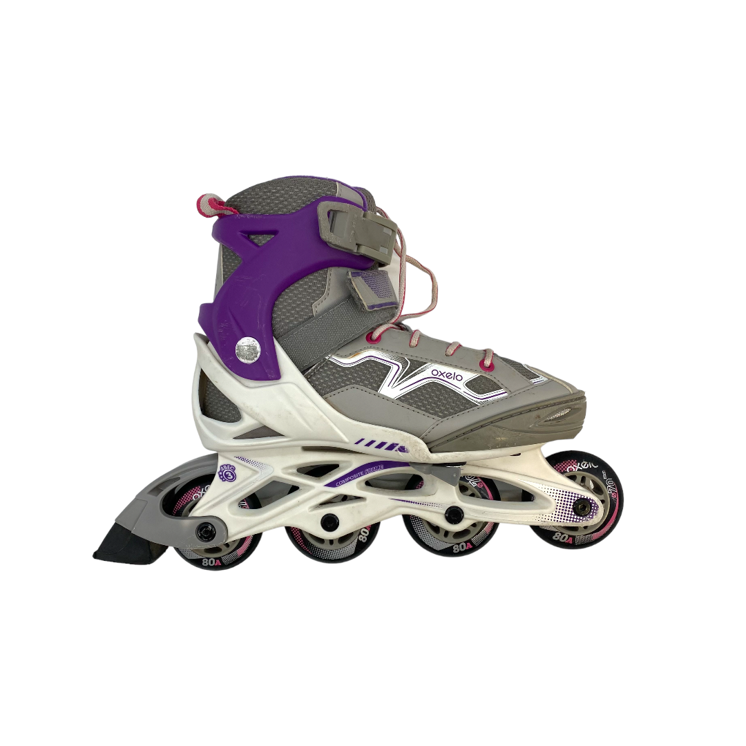 Décathlon - Oxelo - Rollers fitness enfant FIT3 JR gris violet - 35-38