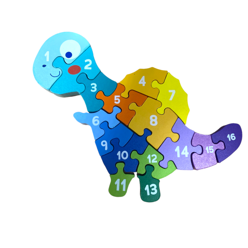 Puzzle en bois numéroté - Dinosaure - 16 pièces – Yoti Boutique