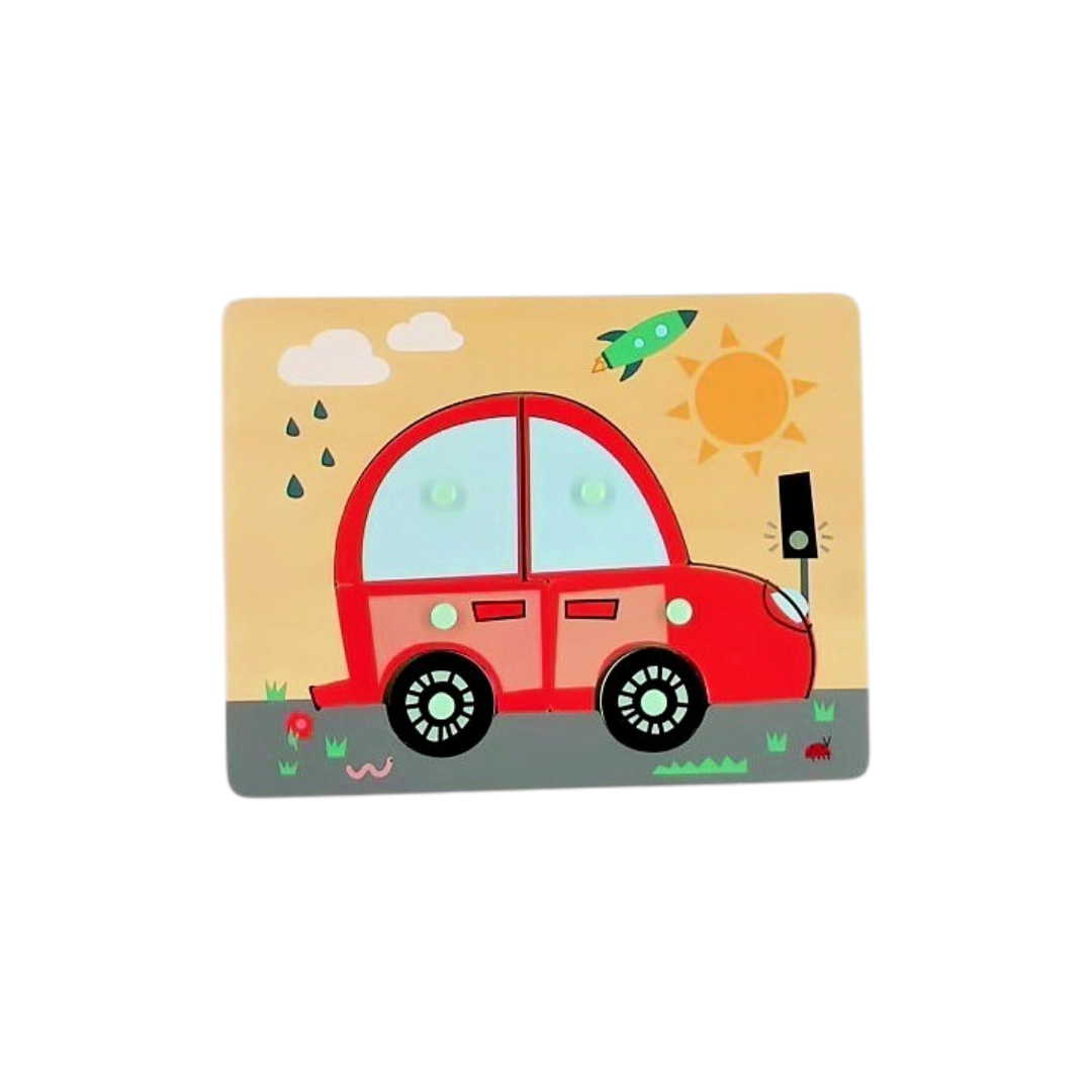 Puzzle en bois - Voiture rouge