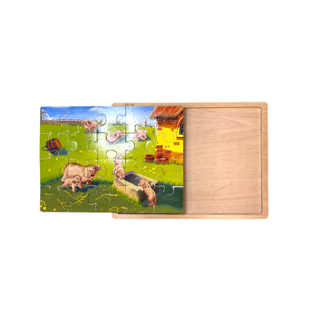 Puzzle bois cochon et ses petits - 20 pièces