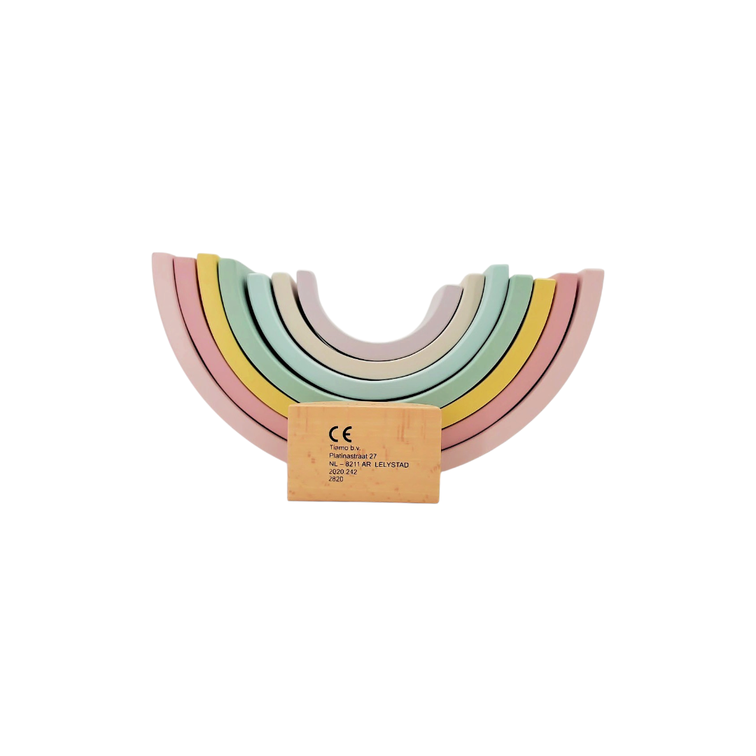 Arc-en-ciel en bois à empiler - Pastel