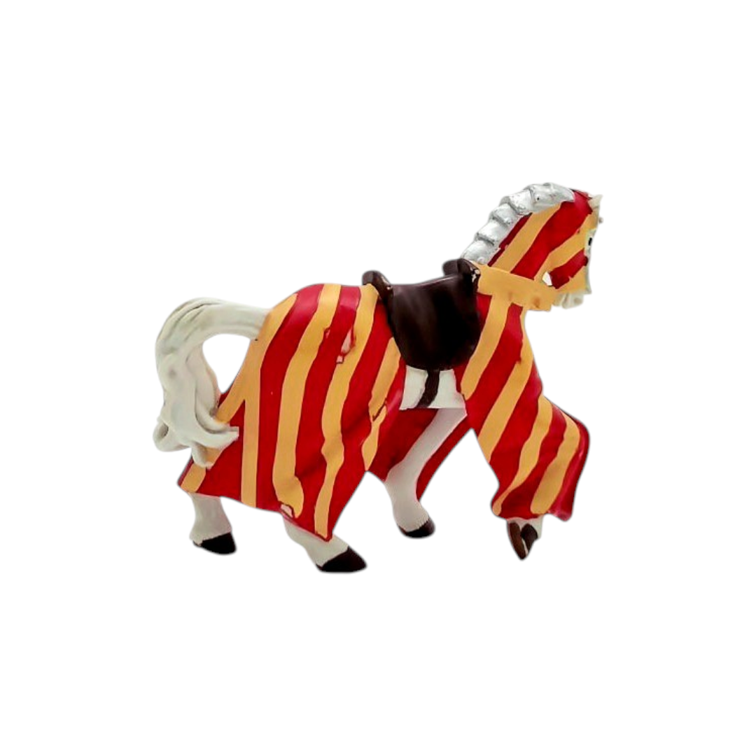 Figurine - Cheval médiéval au Lys rouge