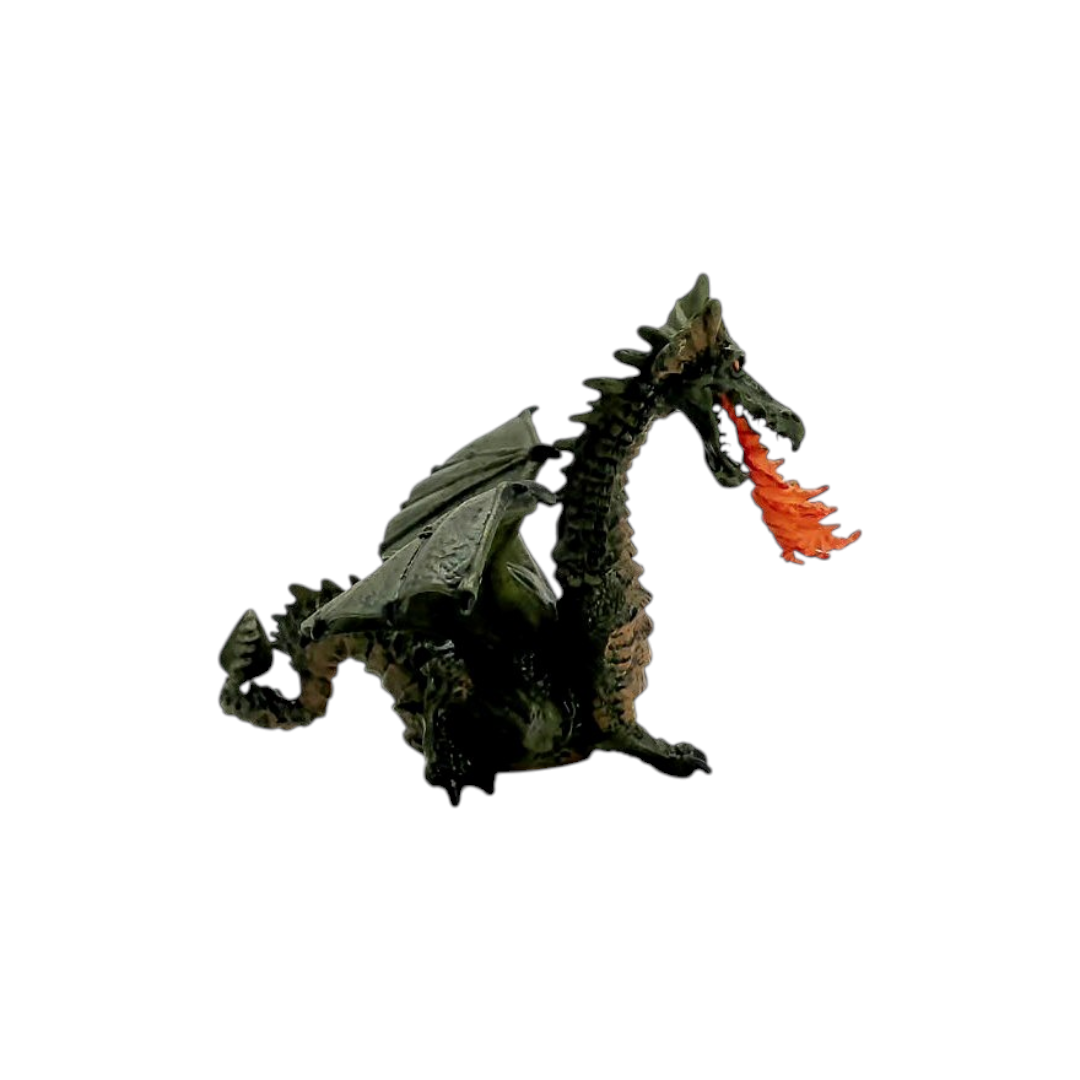 Figurine - Dragon ailé vert avec flamme - 39025