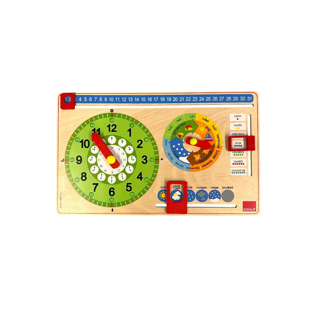 Horloge calendrier bois