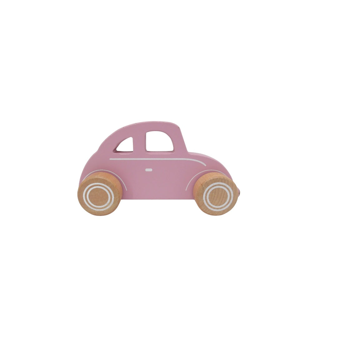 Voiture rose en bois