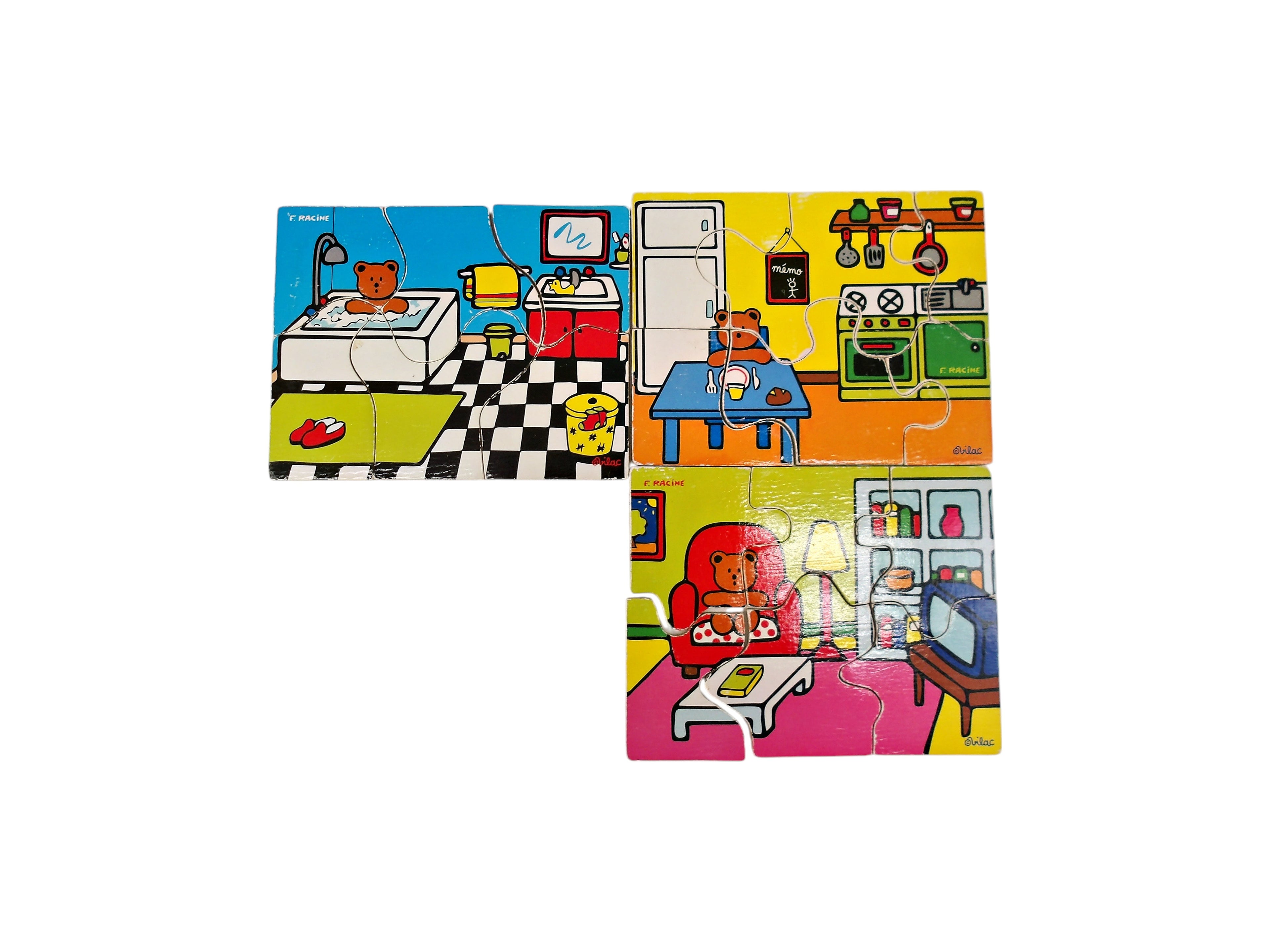 Puzzle bois - La journée de nounours - 3x6 pièces