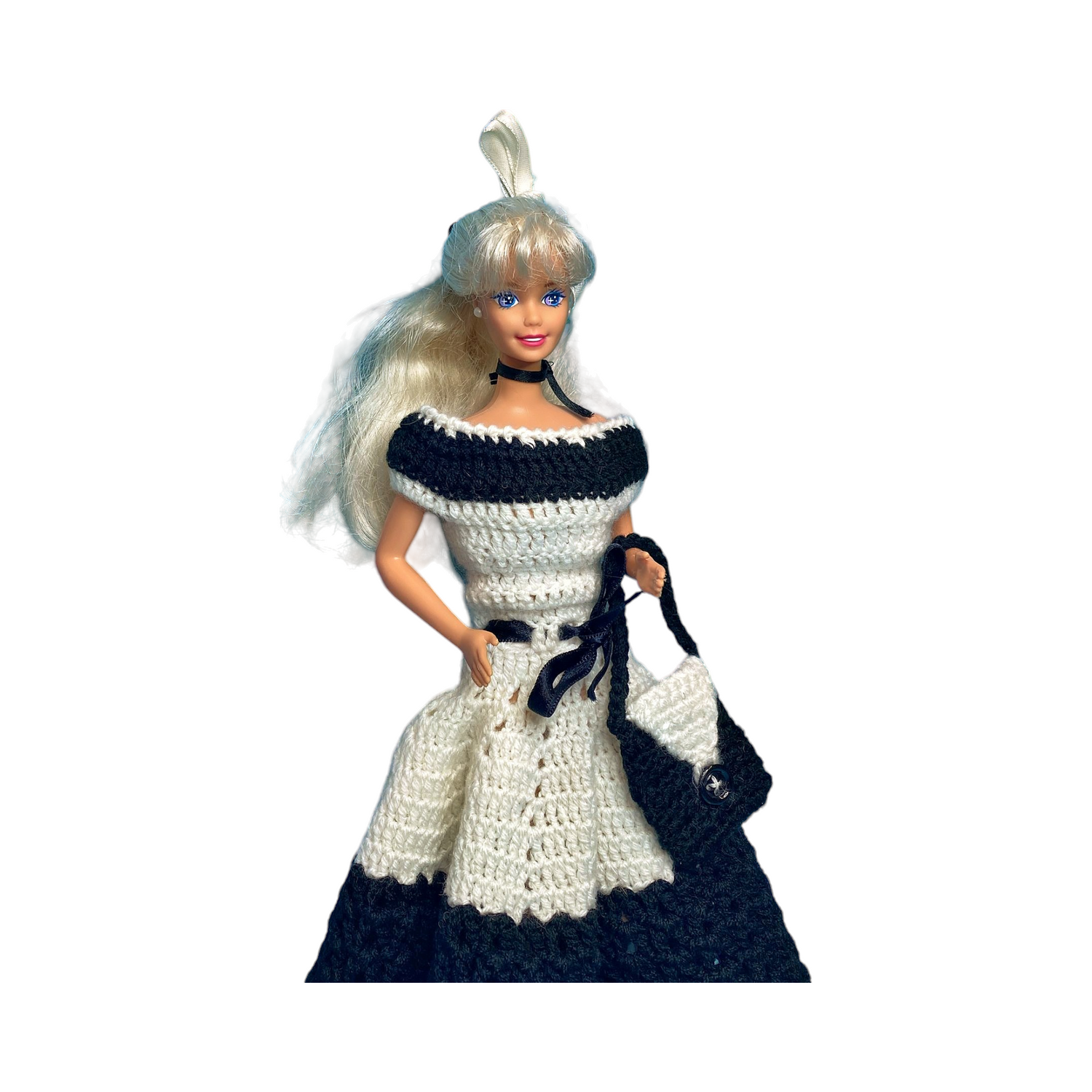 Barbie - Robe tricot noire et blanche