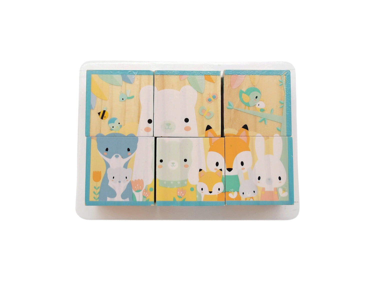 6 cubes en bois massif