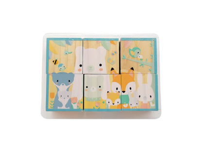 6 cubes en bois massif