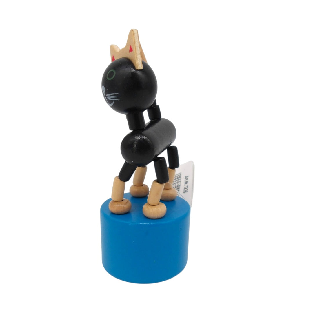 Chat en bois articulé poussoir