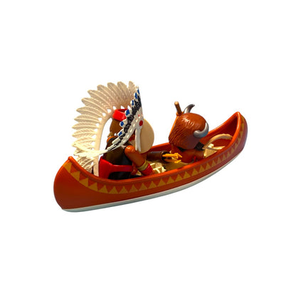 Univers indiens - x2 figurine et pirogue