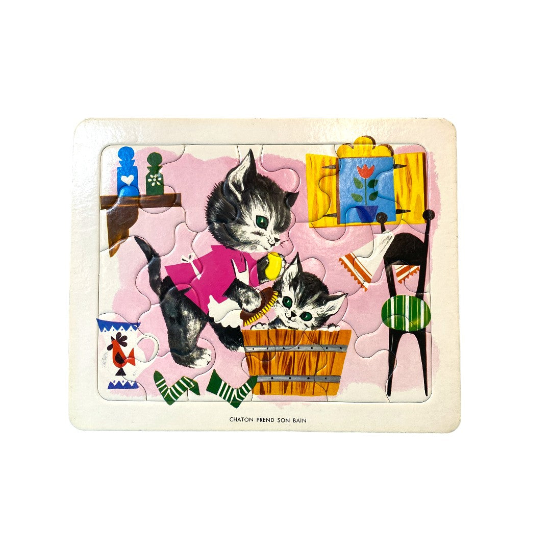 Puzzle - Chaton prend son bain - 20 pièces