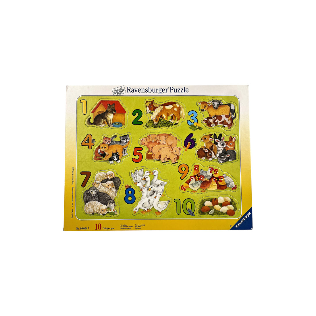 Puzzle cadre - Chiffres et animaux de la ferme - 10 pièces