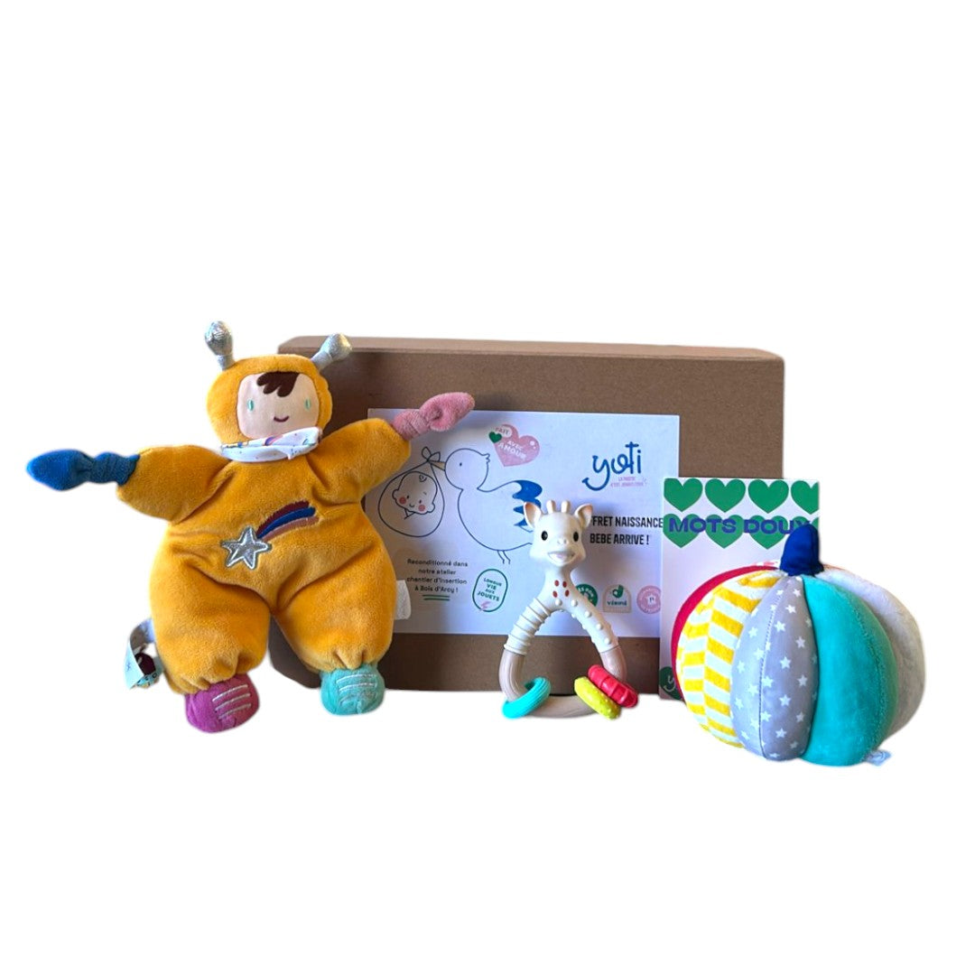 Coffret de naissance - Doudou, hochet et balle sensorielle