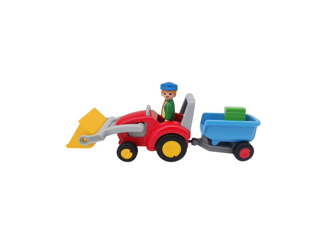 Playmobil 1.2.3 - Fermier avec son tracteur et remorque - 6964