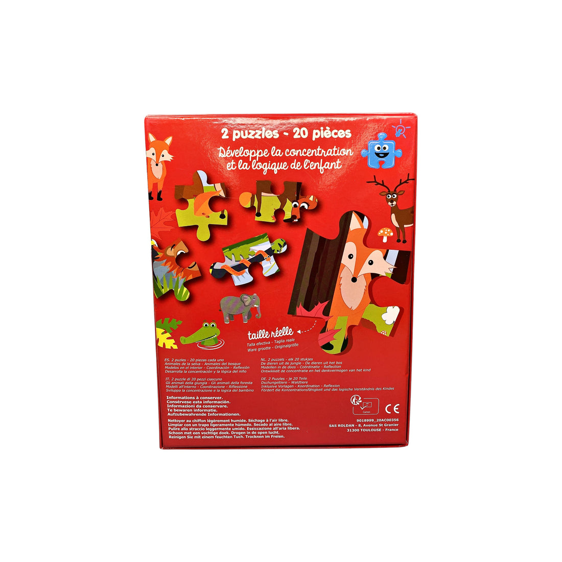 Puzzles - Animaux de la jungle et forêt - 2x20 pièces 