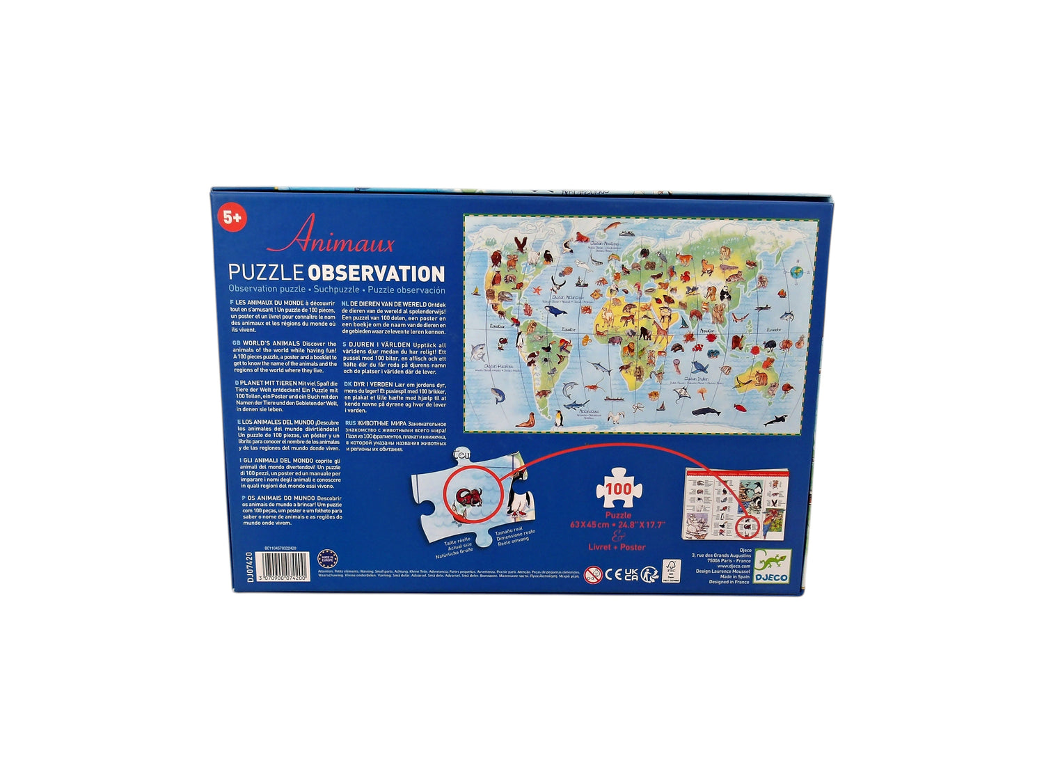 Puzzle observation - Animaux du Monde - 100 pièces