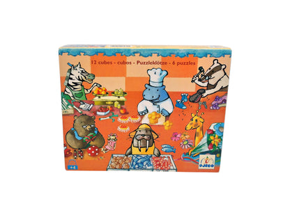 Puzzle cubes 12 pièces - Animaux dans leur boutique