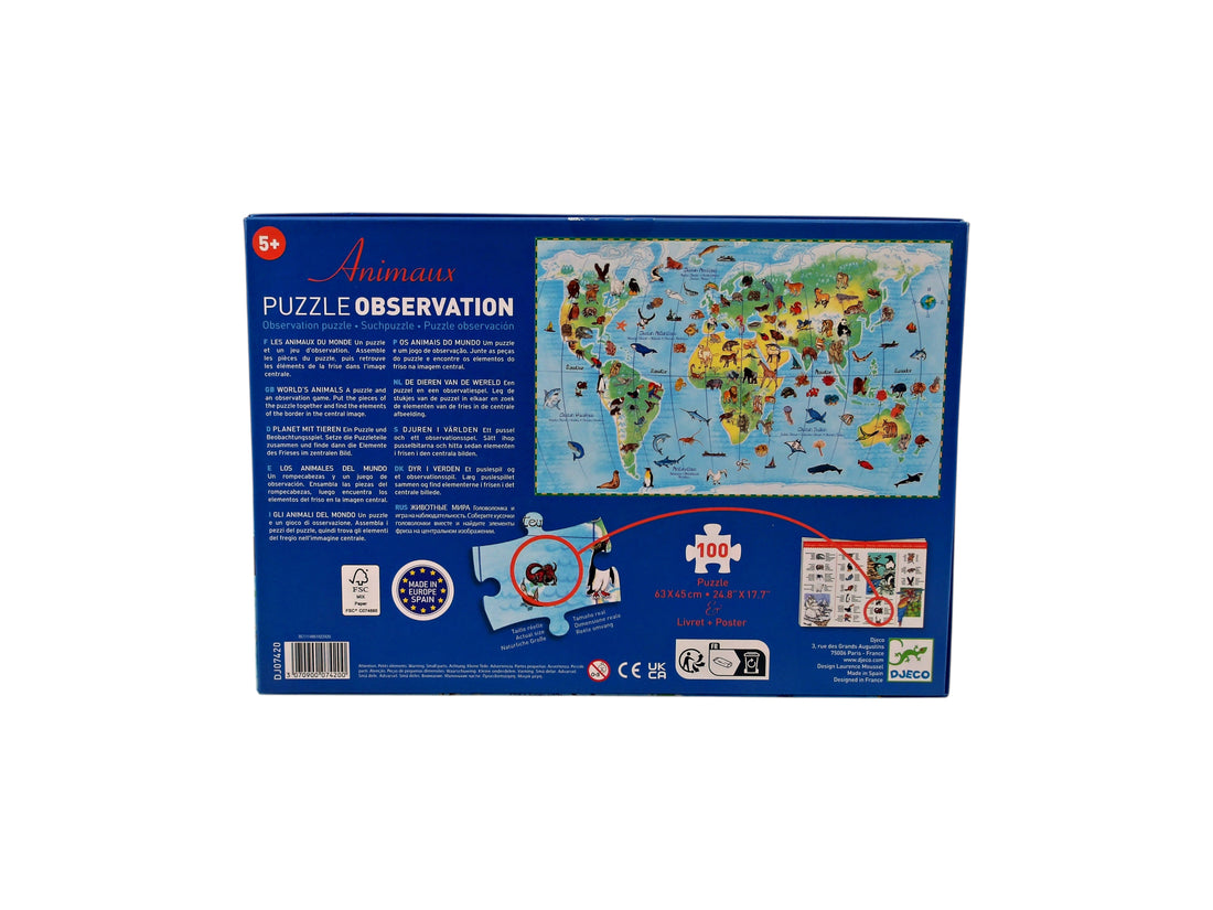 Puzzle observation - Animaux du Monde - 100 pièces