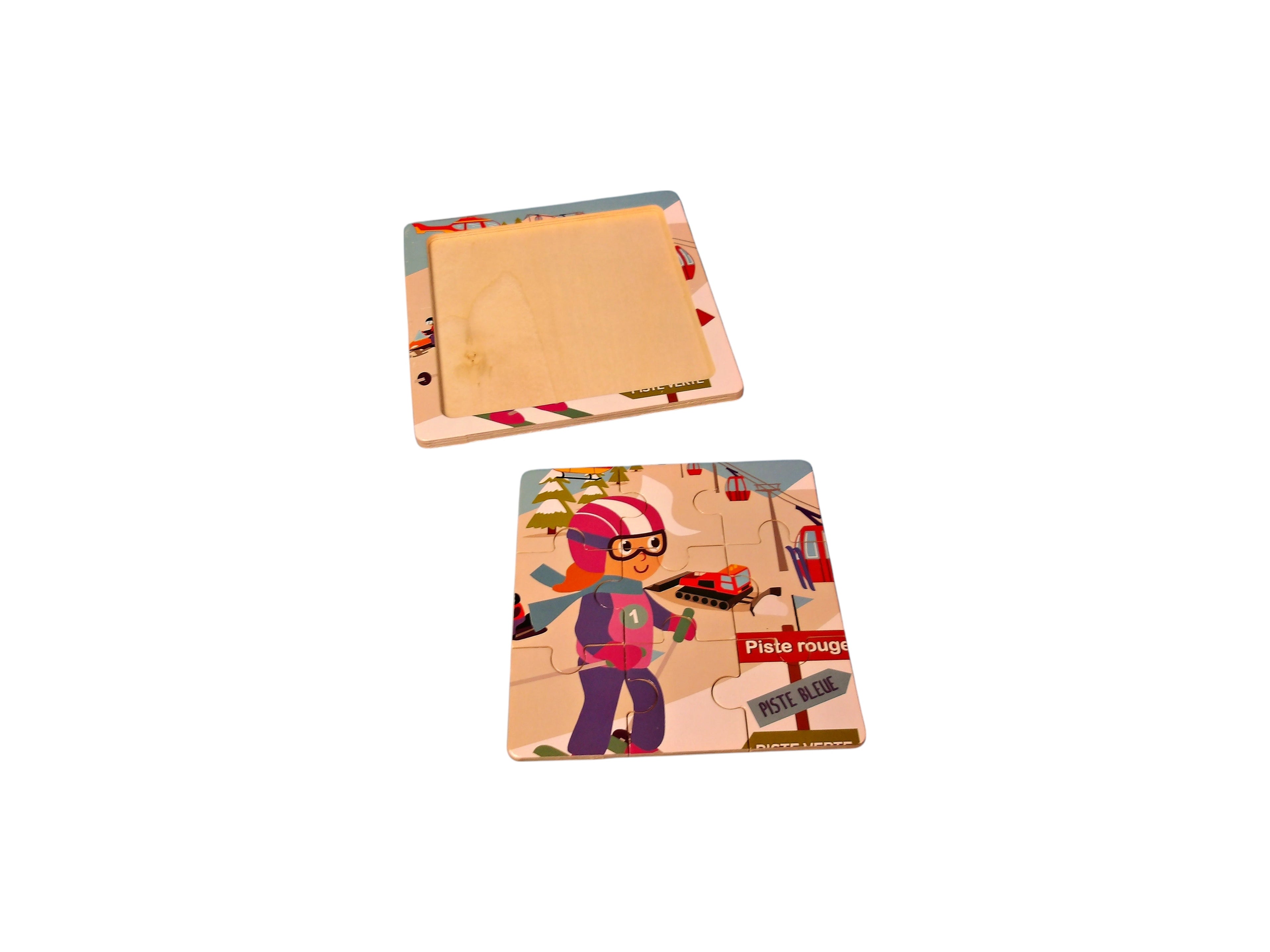 Puzzle cadre en bois - Skieuse montage 