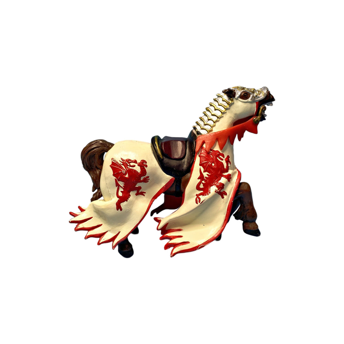 Figurine cheval roi au dragon rouge