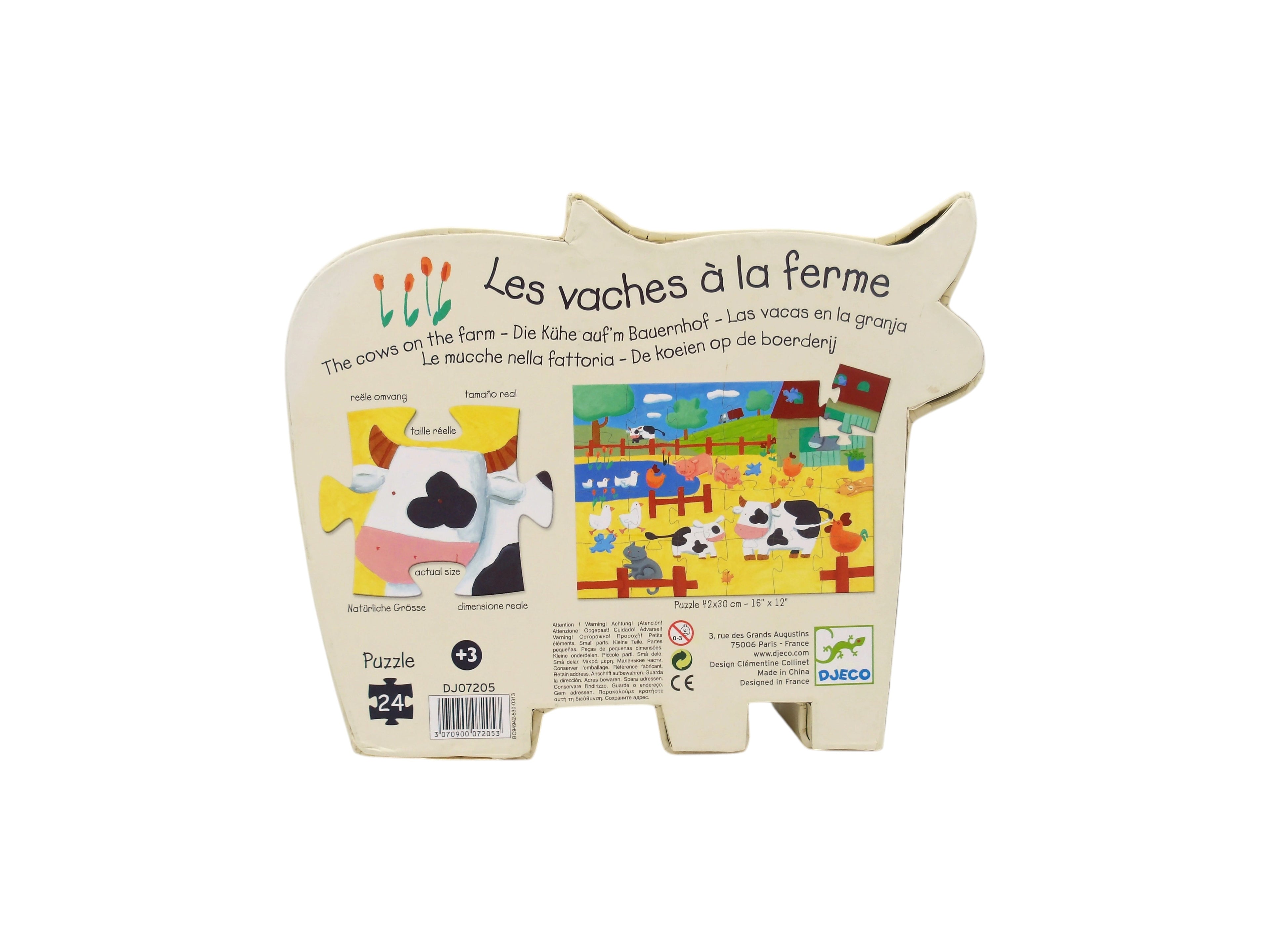 Puzzle silhouette -  Les vaches à la ferme - 24 pièces