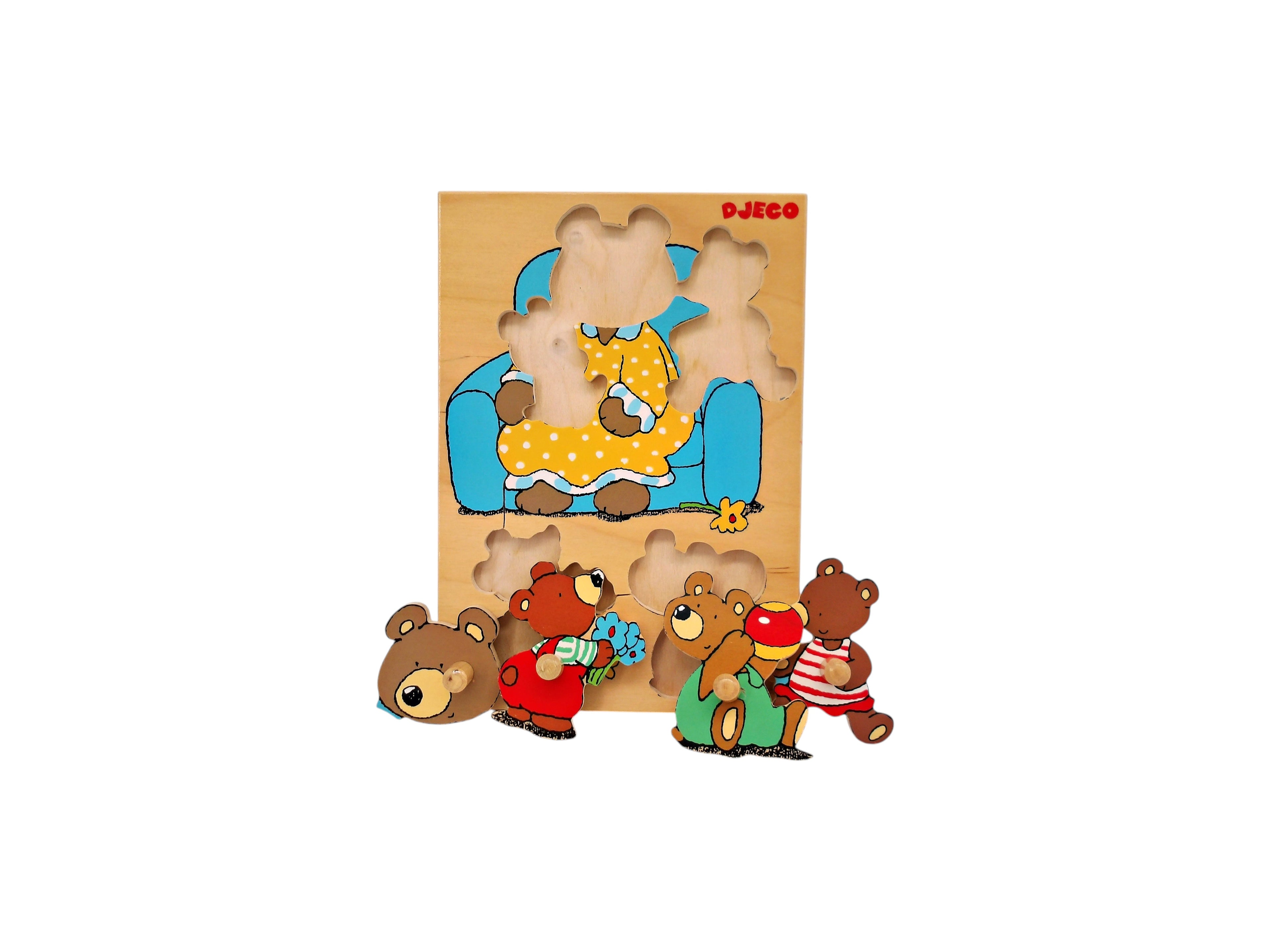 Puzzle encastrable bois - Famille ours - 5 pièces
