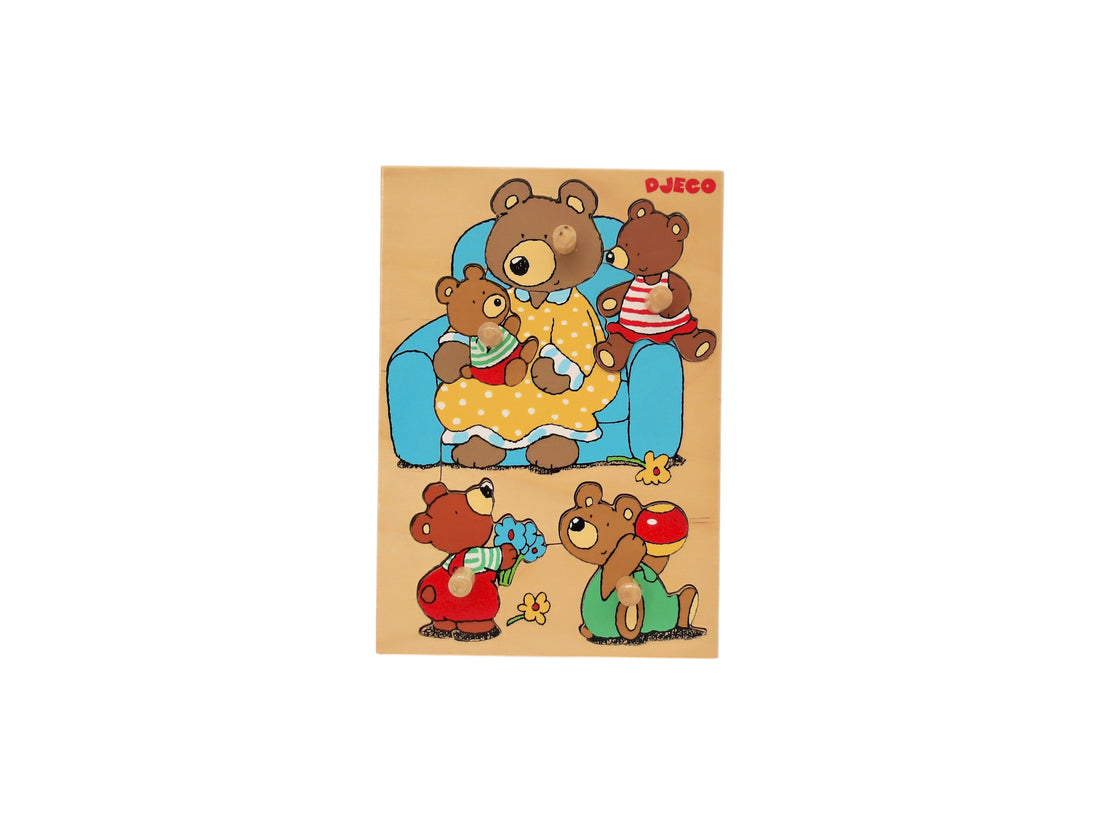 Puzzle encastrable bois - Famille ours - 5 pièces