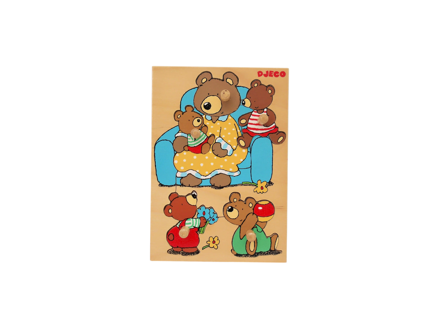 Puzzle encastrable bois - Famille ours - 5 pièces