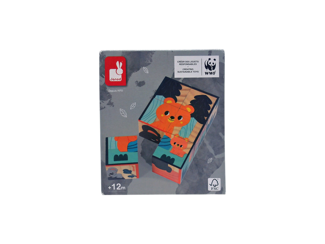 6 cubes en bois - Animaux