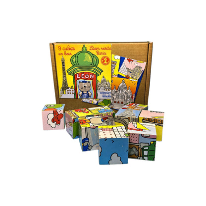 Coffret 9 cubes en bois - Léon à Paris
