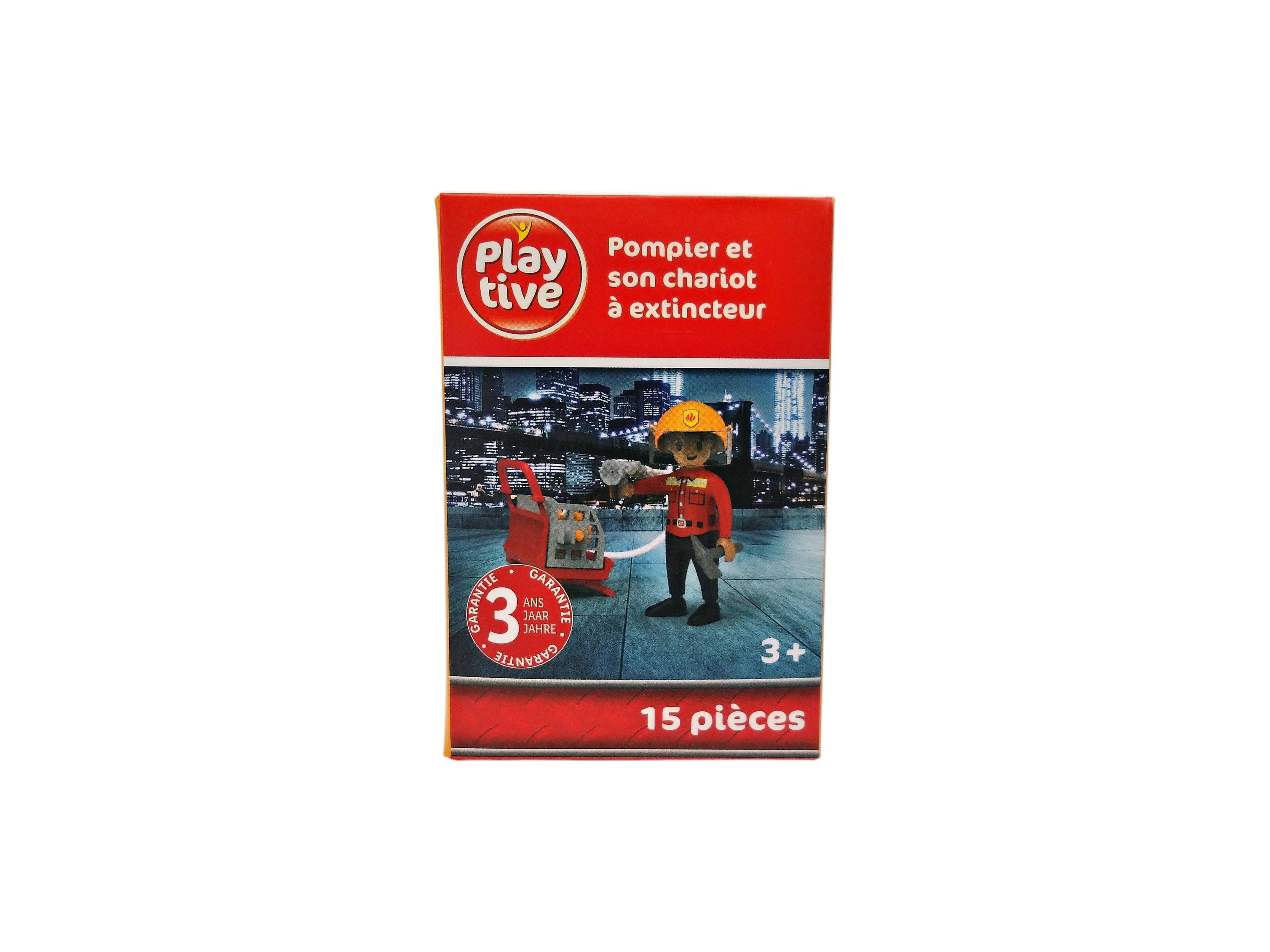 Pompier et son chariot extincteur
