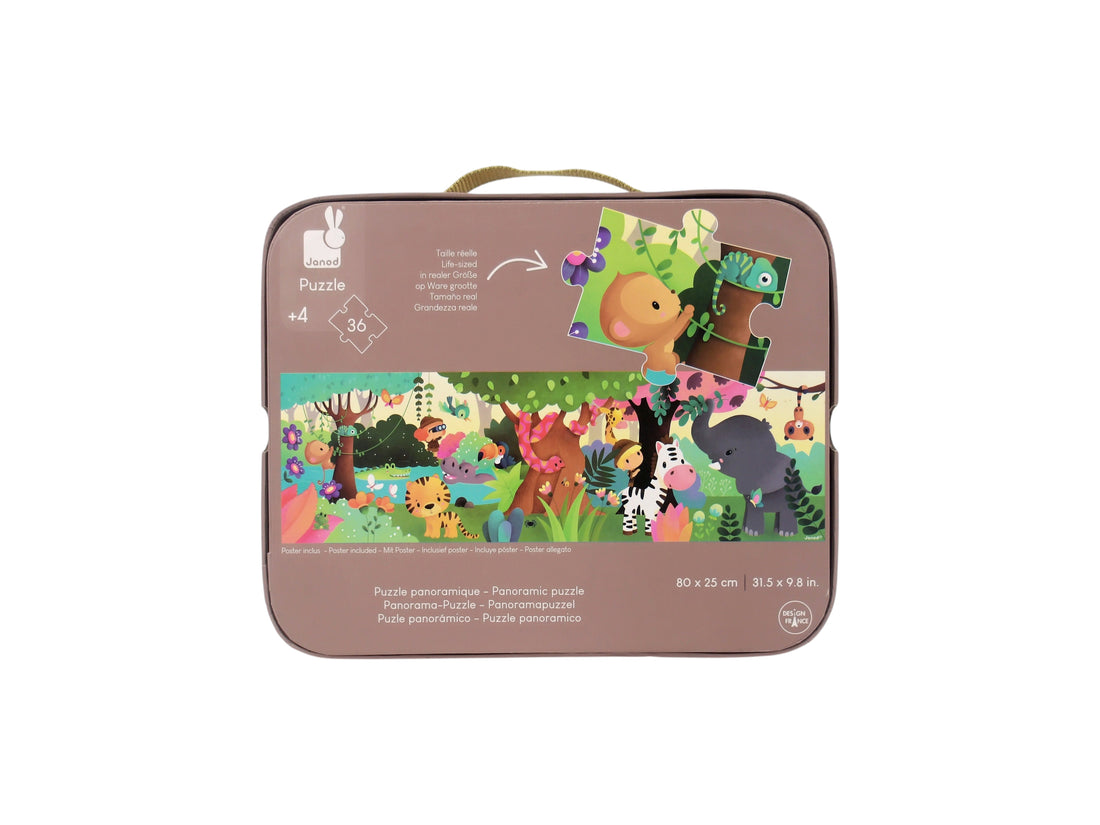 Valisette puzzle panoramique - Jungle - 36 pièces 