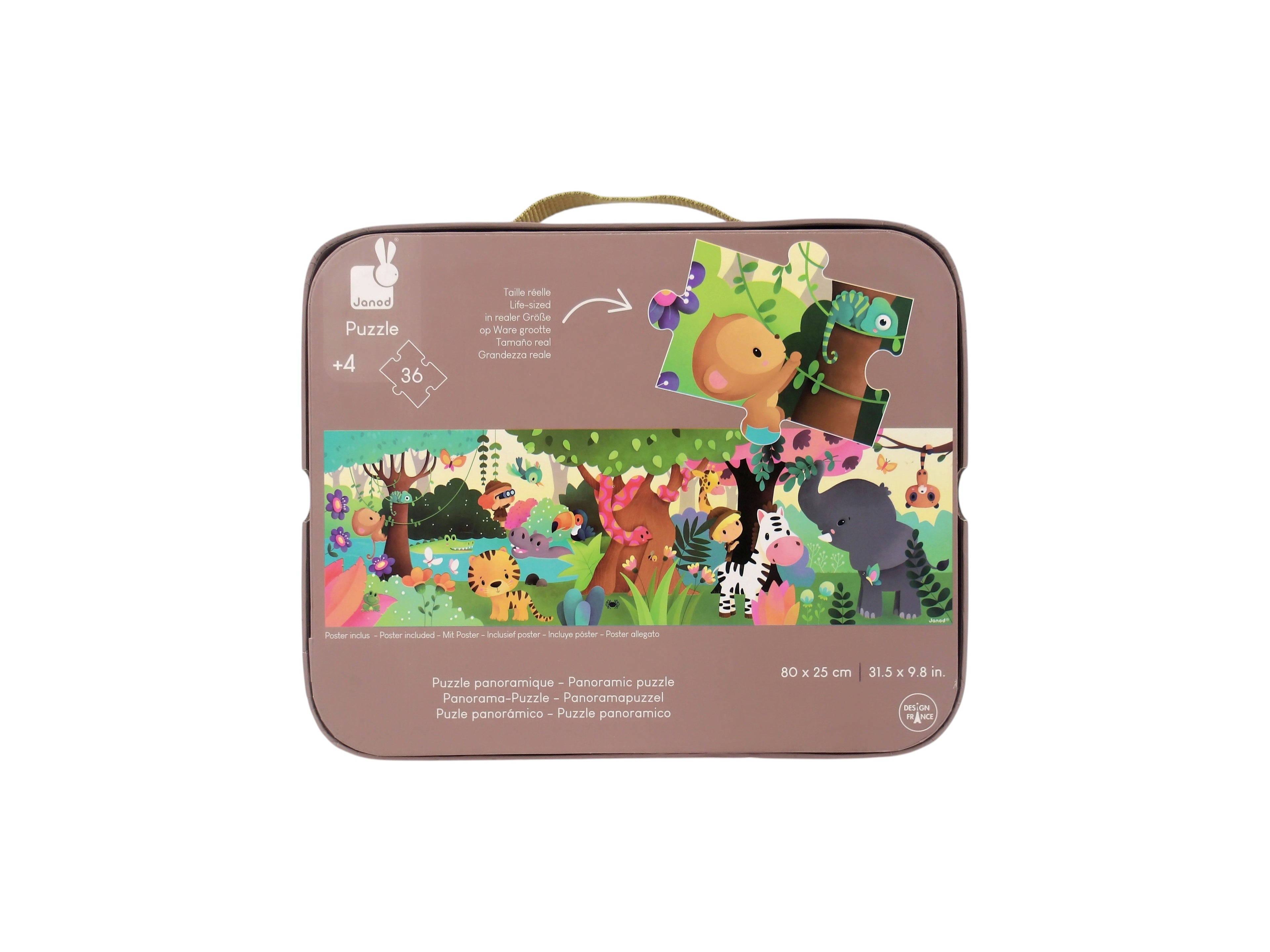 Valisette puzzle panoramique - Jungle - 36 pièces 