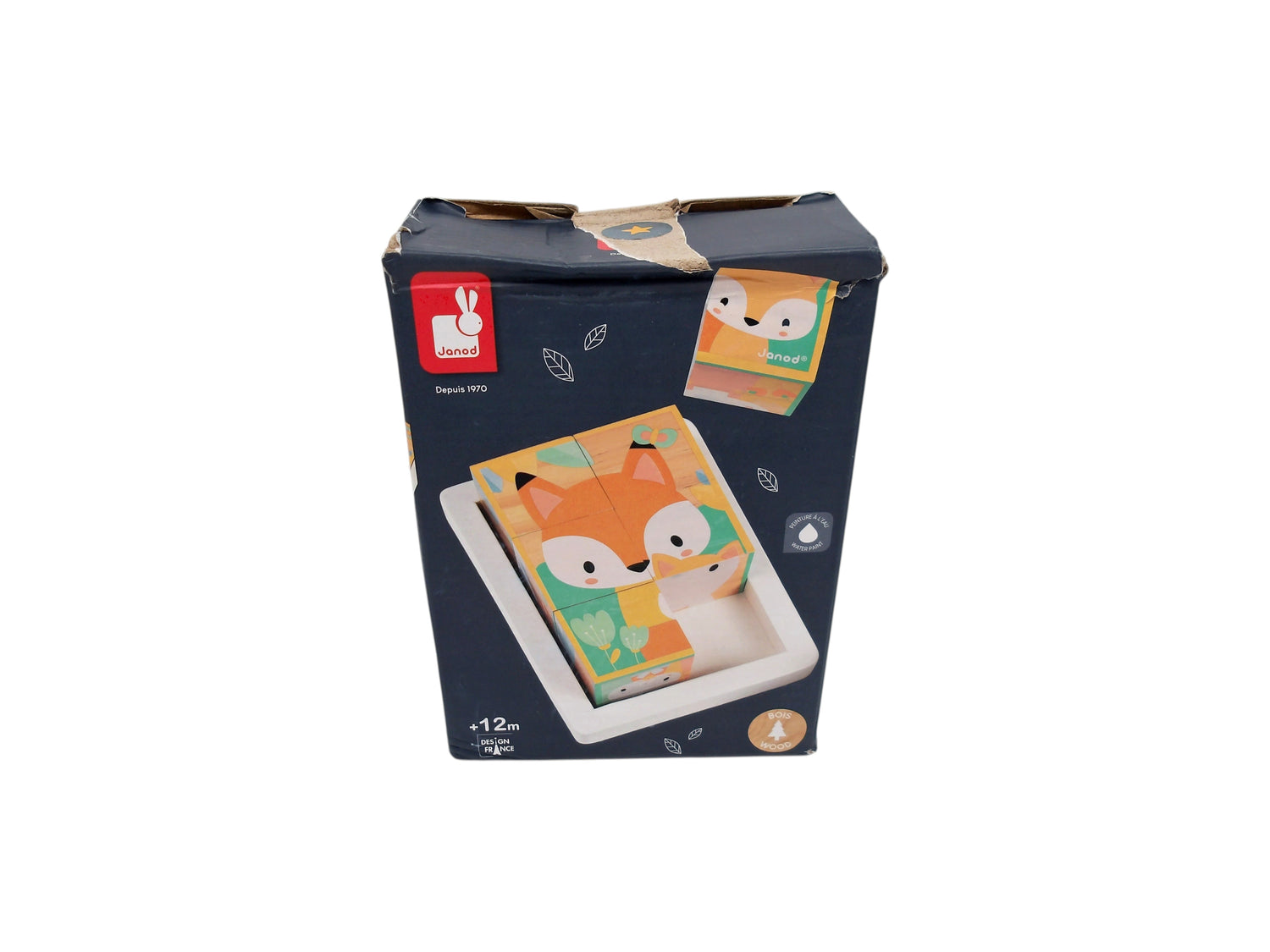 6 cubes en bois massif