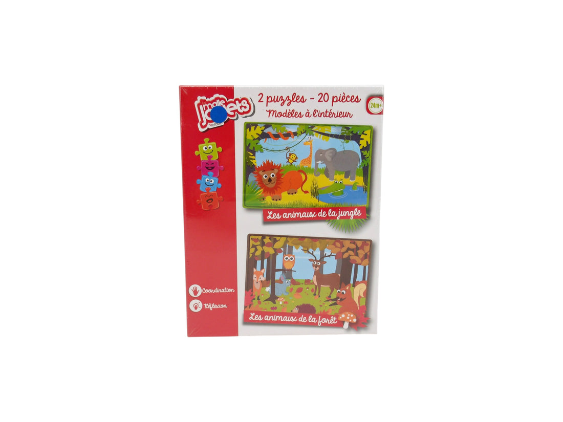 2 Puzzles - 20 pièces - Animaux 