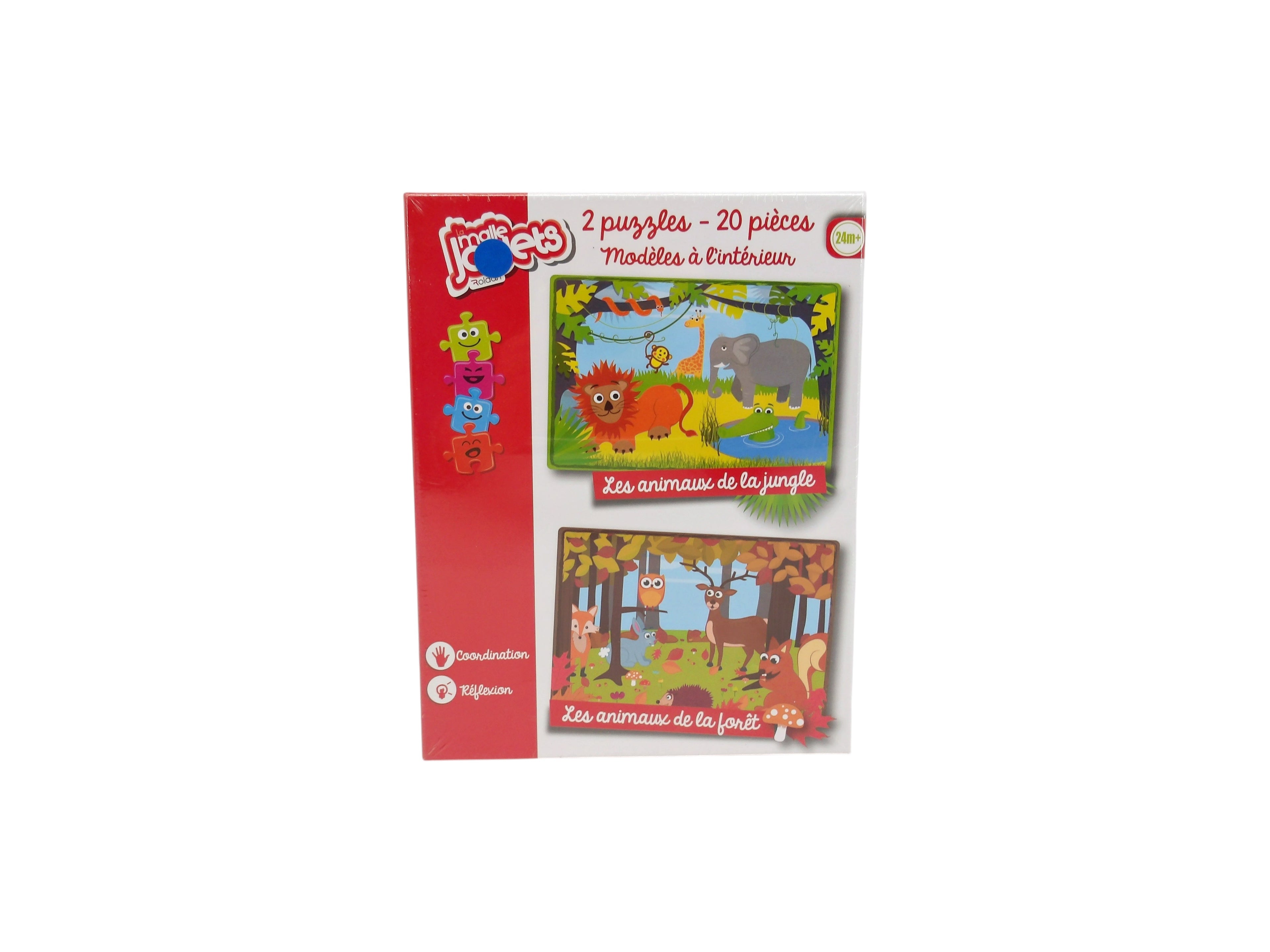 2 Puzzles - 20 pièces - Animaux 