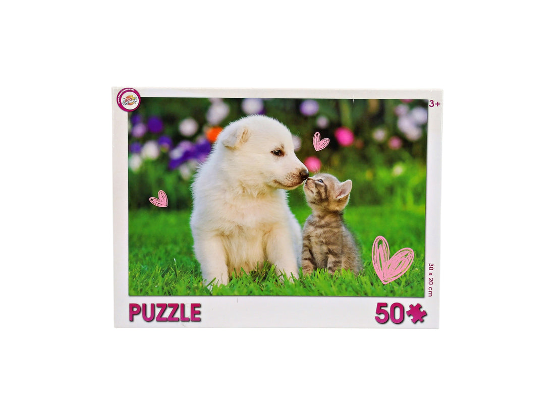 Puzzle - Bébé labrador et chaton - 50 pièces- Édition 2020