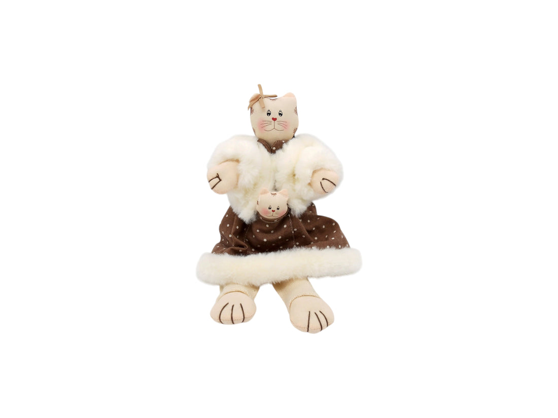 Peluche chat avec son chaton
